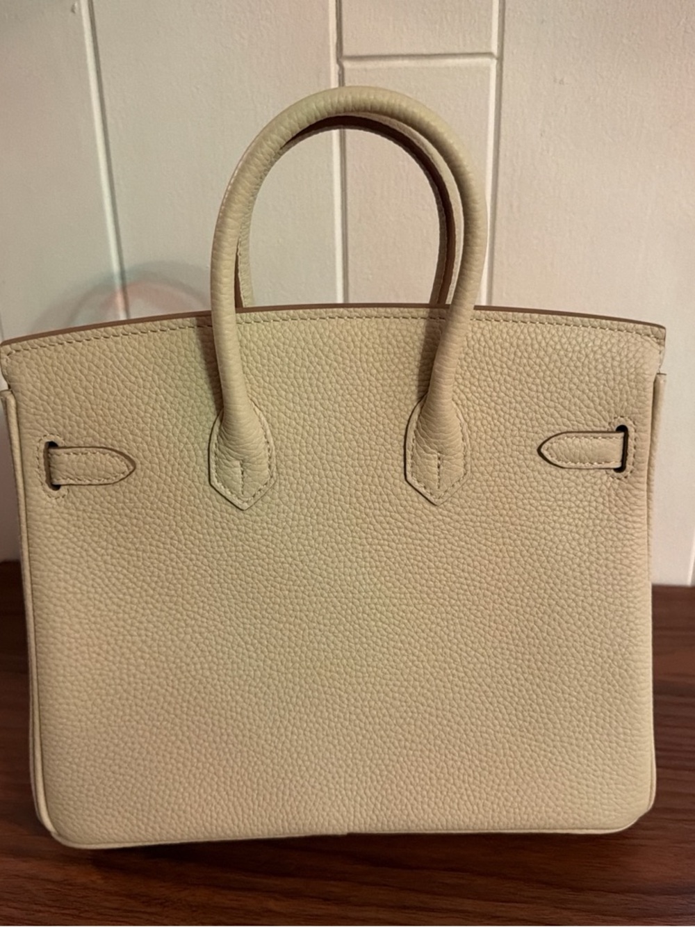 Cream Leather Structured Tote Bag - Women's Handbag